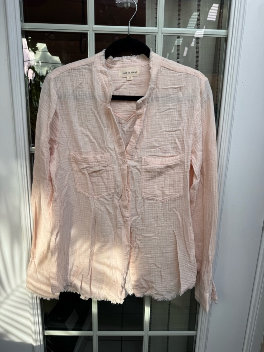 X😻cloth & stone Pale Pink Gauze Button-Down Shirt